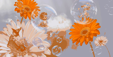 Laleczki wśród gerberów